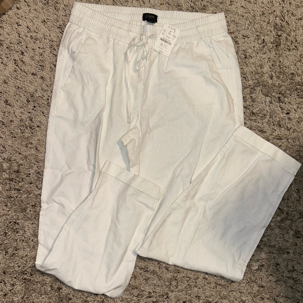 White linen drawstring NWT J Crew pants